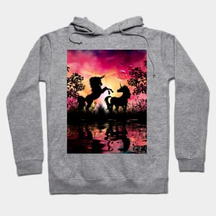 Wonderful unicorn playing in the night Hoodie